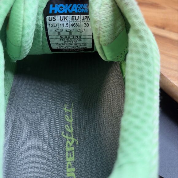 Hoka One One Clifton 9 Mens Size 12 D Running Shoes Zest Lime Green 1127895 ZLGL main image 4